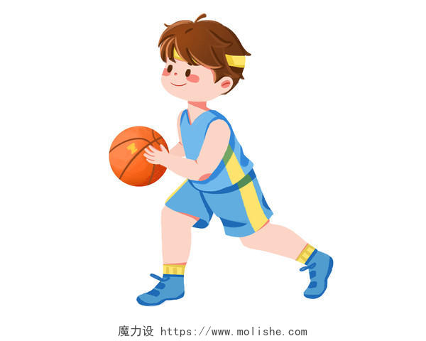 打篮球男孩卡通人物PNG素材